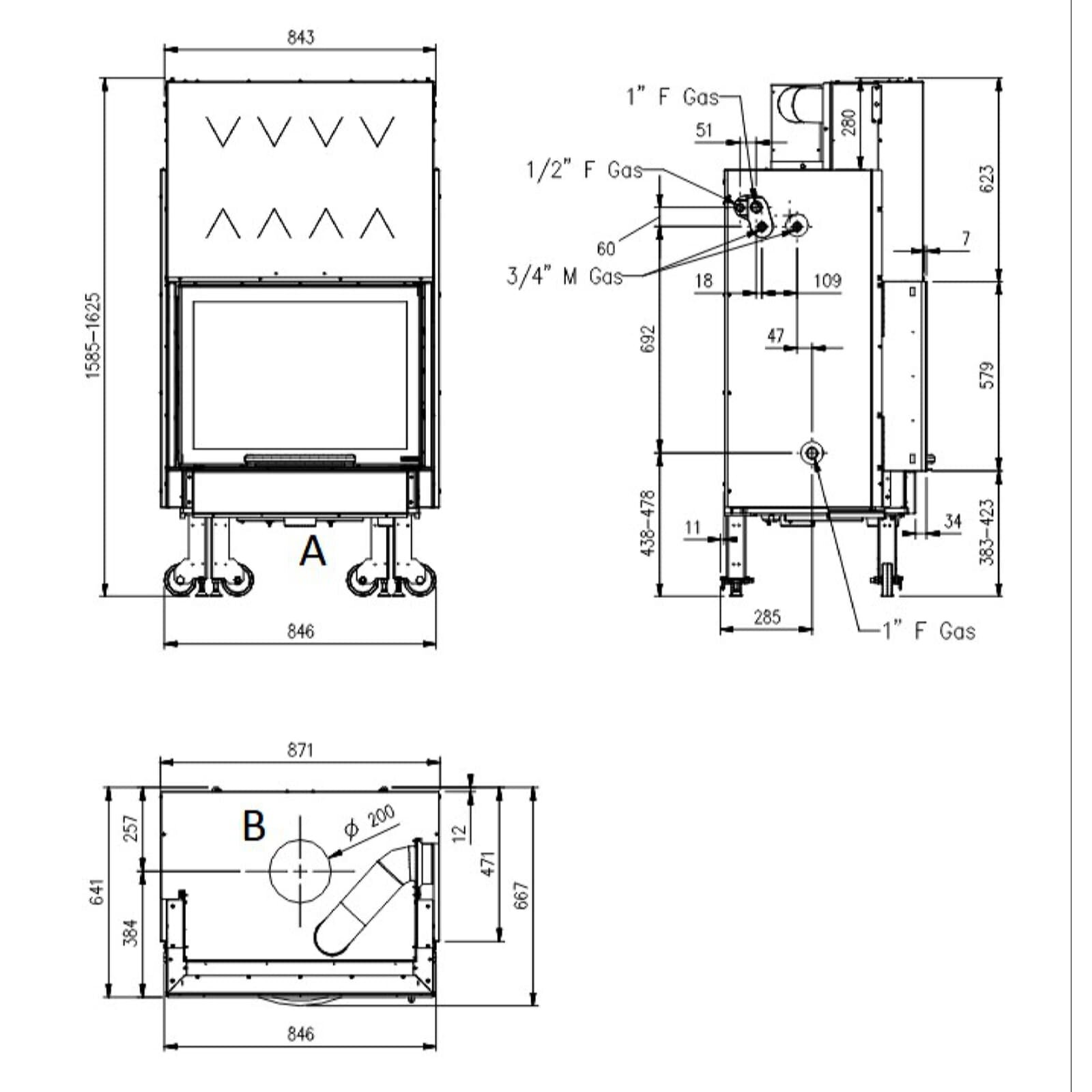 Kamineinsatz wassergeführt La Nordica Termocamino WF Plus DSA - 20,5 kW
