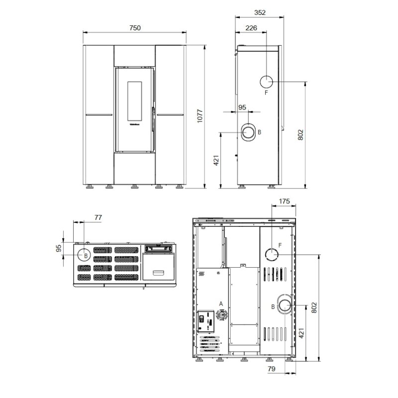 Pelletofen La Nordica Extraflame Marilena Plus AD (kanalisierbar) - 8 kW
