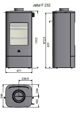 Kaminofen Gussofen Jotul F 232 - 6 kW - schwarz lackiert (BP)