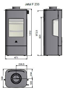 Kaminofen Gussofen Jotul F 233 mit Seitenfenster - 6 kW - schwarz lackiert (BP)