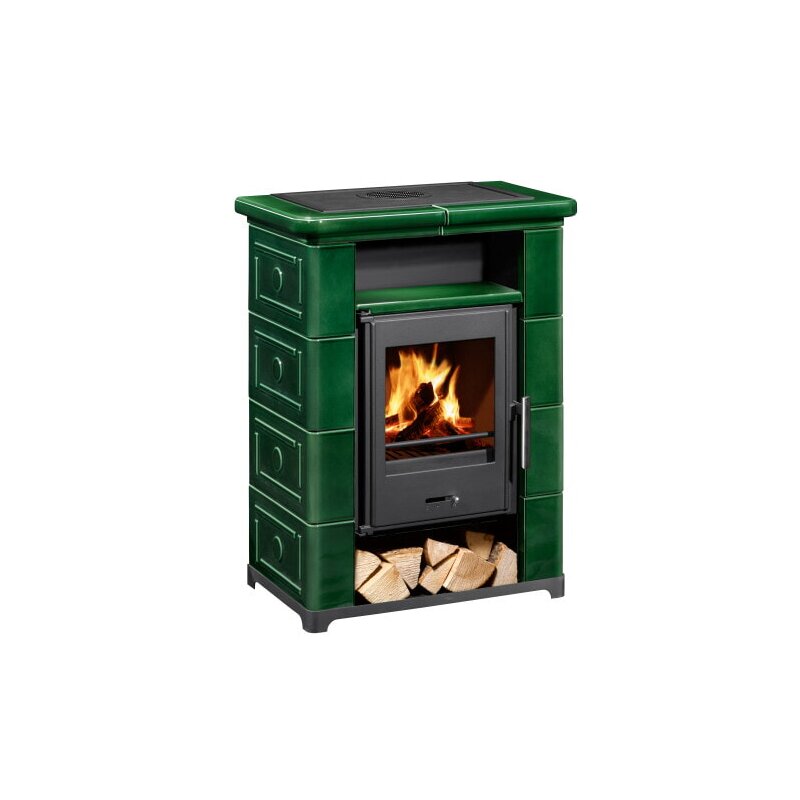 Kaminofen Wamsler Montafon - 7 kW - Schwarz / Keramik Grün