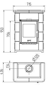 Kaminofen Wamsler Montafon - 7 kW - Schwarz / Keramik Grün