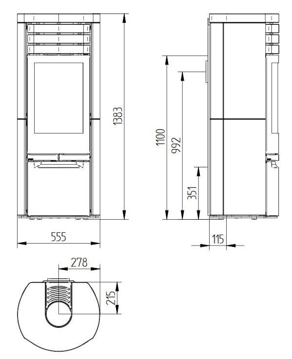 Kaminofen Jydepejsen Cosmo 1147 - Speckstein Spezial - 6 kW - Grau