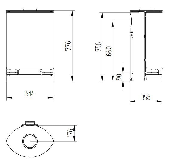 Kaminofen Jydepejsen Elegance Junior Wall - 4 kW