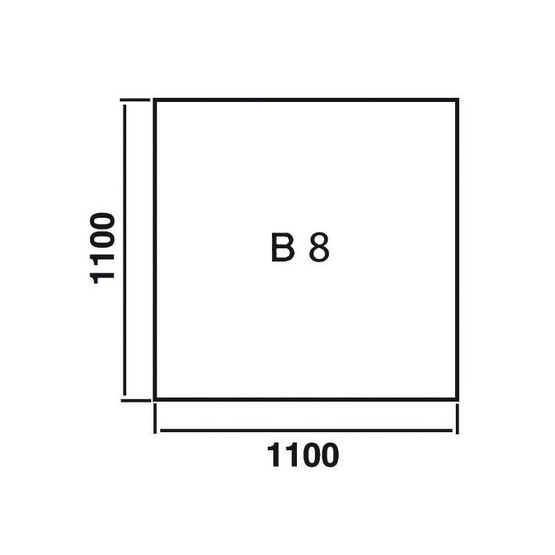 Bodenplatte Glas ESG 6mm mit Facette Quadrat 1100 x 1100 mm