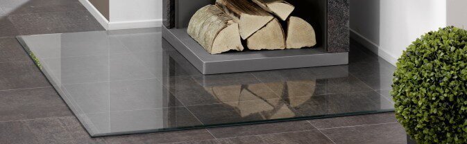 Bodenplatte Glas ESG 6mm mit Facette Quadrat 1100 x 1100 mm