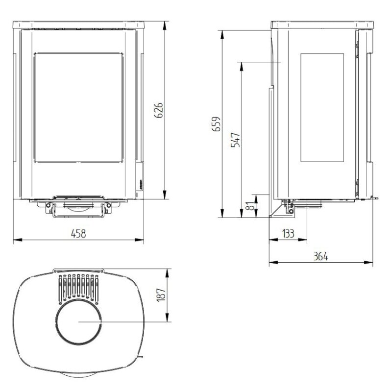 Kaminofen Jydepejsen Senza Wall mit Seitenfenster - 4 kW