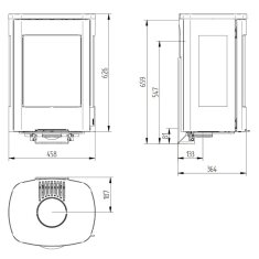 Kaminofen Jydepejsen Senza Wall mit Seitenfenster - 5,3 kW