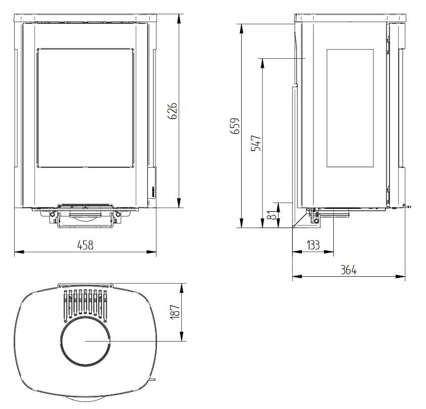 Kaminofen Jydepejsen Senza Wall mit Seitenfenster - 5,3 kW