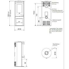 Kaminofen Edilkamin TALLY 8 - 8 kW - Stahl Schwarz