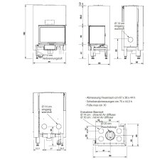 Holzkamin Einsatz Edilkamin WINDO2 75 L - 13,2 kW - Fenster Rechts