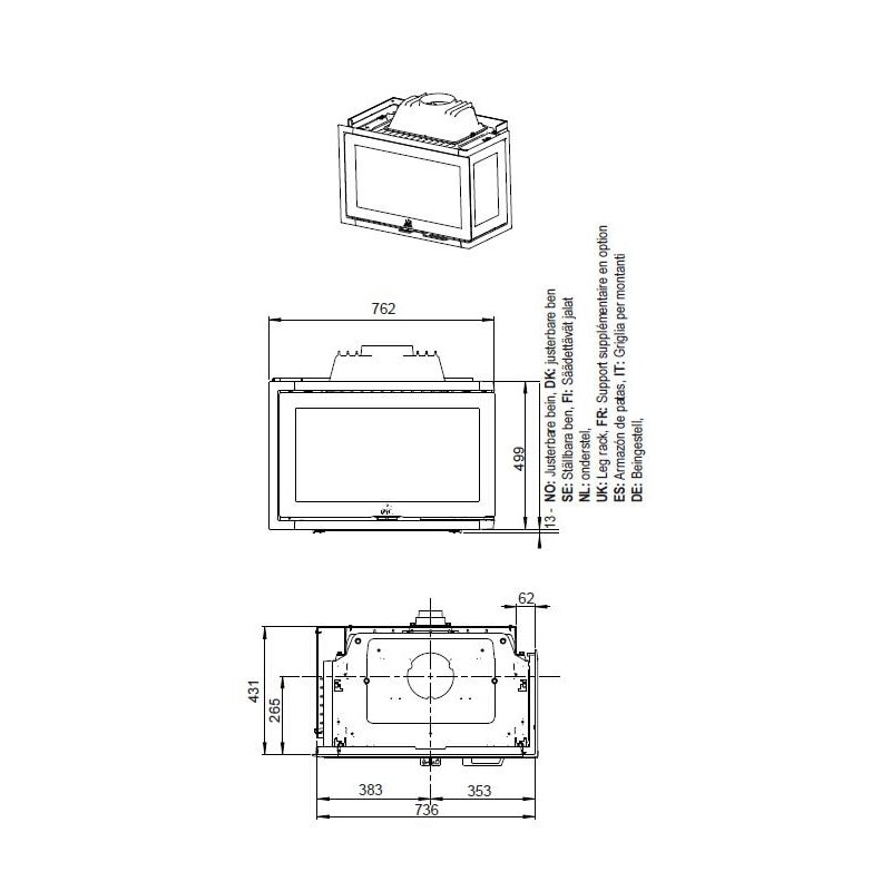 Kamineinsatz Guss Jotul I 620 - 9 kW - schwarz lackiert (BP)