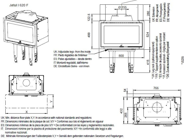 Kamineinsatz Guss Jotul I 620 - 9 kW - schwarz lackiert (BP)