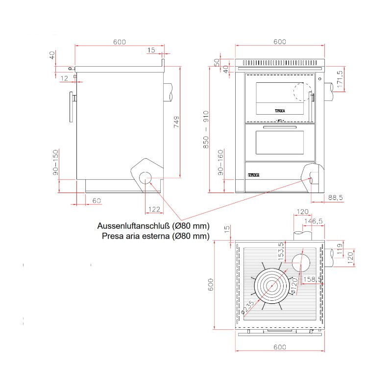 Küchenherd Greithwald Tyrola TRF 60 - 7,5 kW