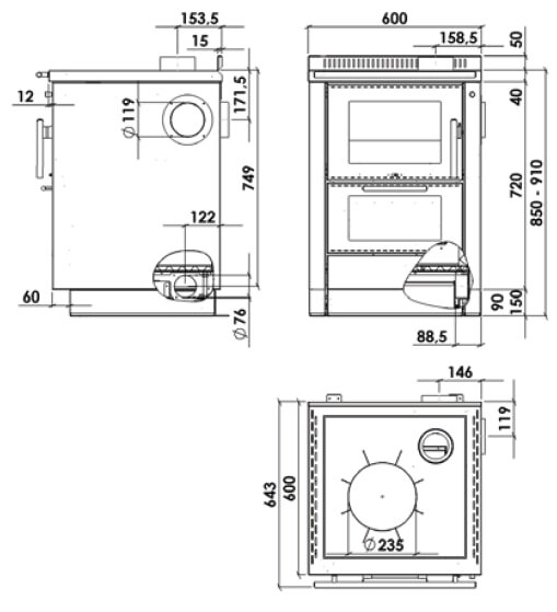 Küchenherd Greithwald Tyrola TRF 60 - 7,5 kW