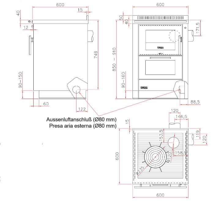 Küchenherd Greithwald Tyrola TRF 60 - 7,5 kW