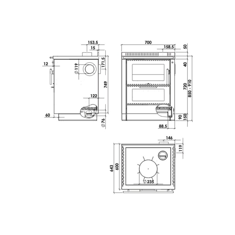 Küchenherd Greithwald Tyrola TRF 70 - 7,5 kW