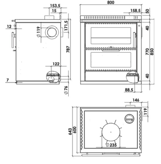 Küchenherd Greithwald Tyrola TRF 80 D - 7,5 kW