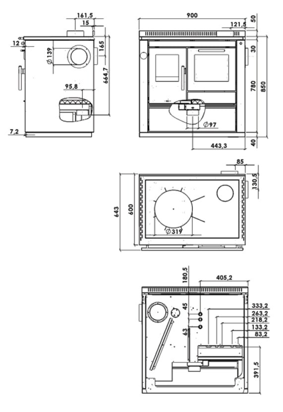 Küchenherd wassergeführt Greithwald Tyrola TRT 90 - 7,9 kW