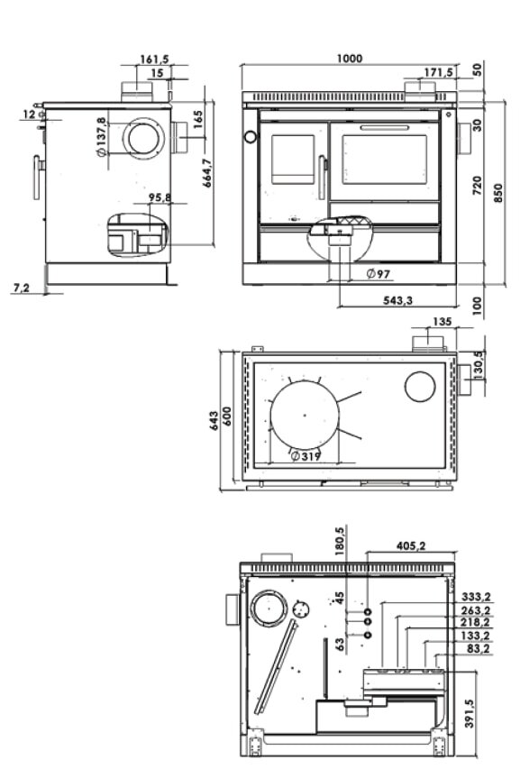 Küchenherd wassergeführt Greithwald Tyrola TRT 100 - 7,9 kW