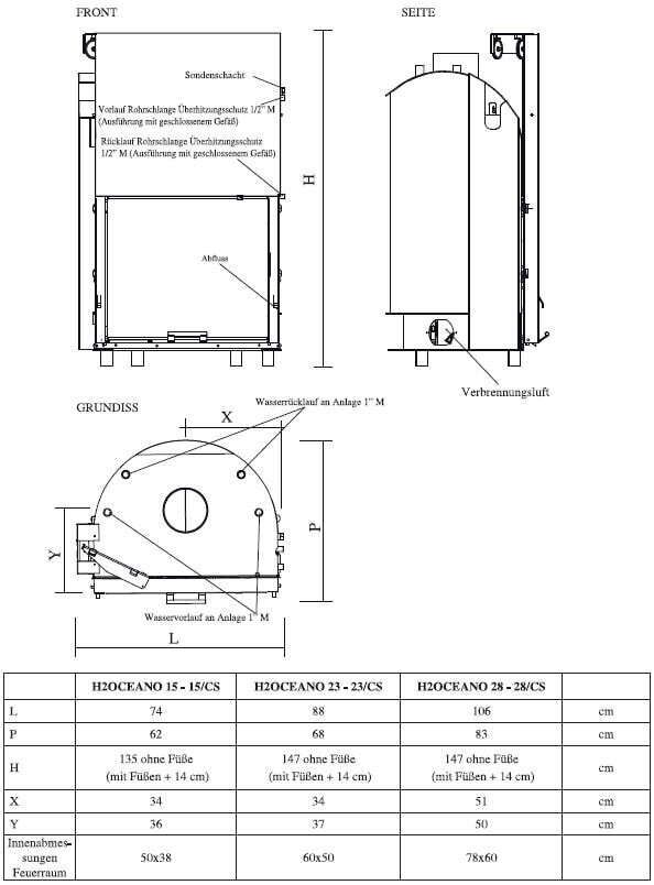 Kamineinsatz wasserführend Edilkamin H2 OCEANO CS 23 - 23 kW