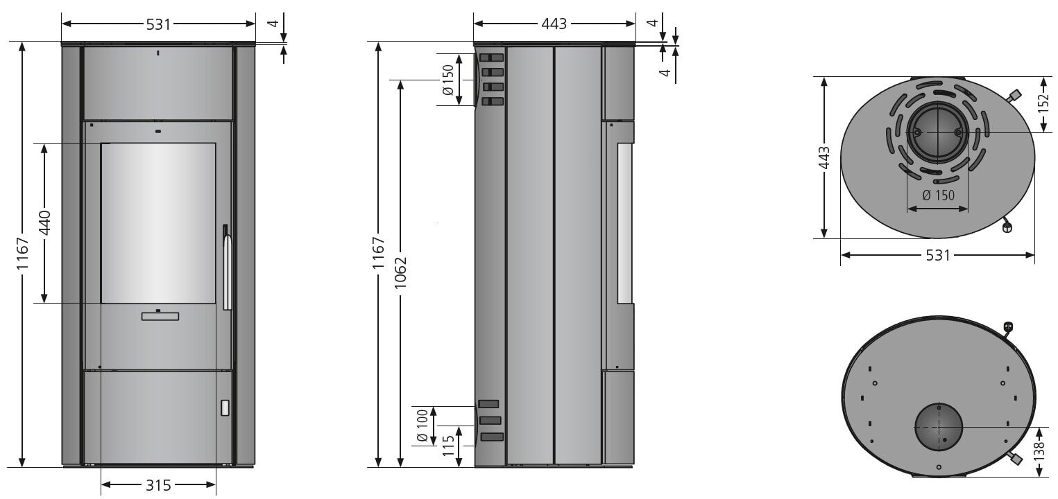 Kaminofen Oranier Polar W+ 2.0 - 6,5 kW