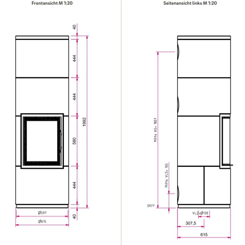 Kaminbausatz Camina S21 GO-Line - 2,2 kW - Grundofen-Wärmespeicheranlage