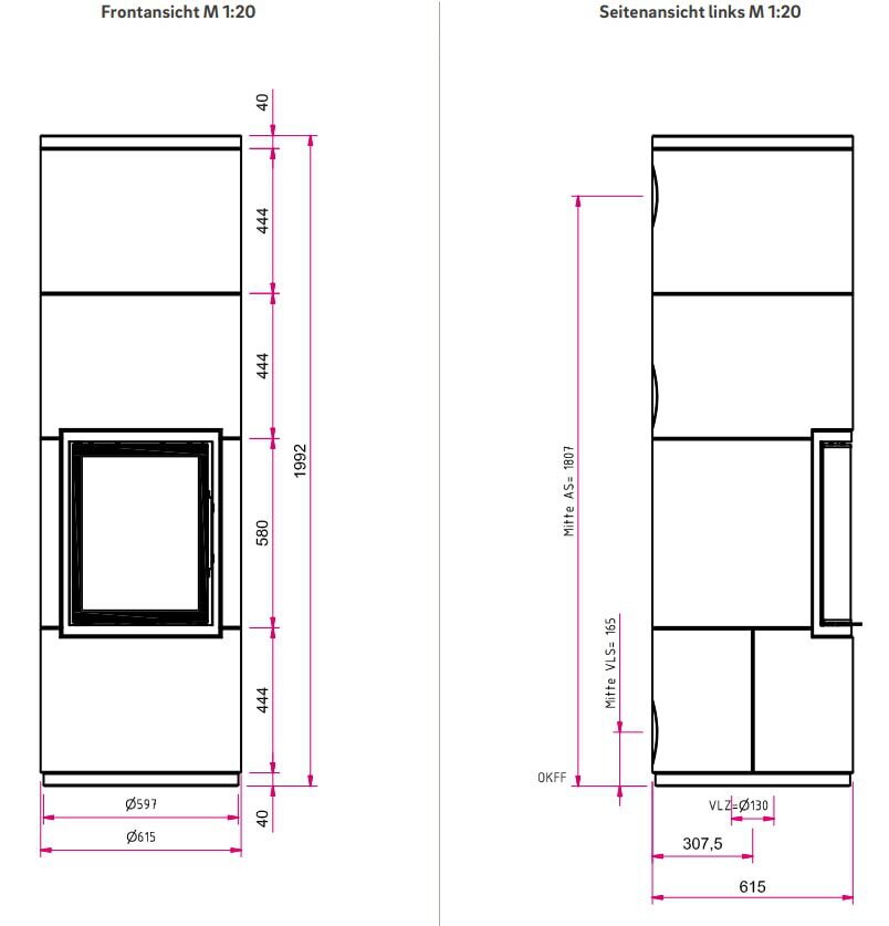 Kaminbausatz Camina S21 GO-Line - 2,2 kW - Grundofen-Wärmespeicheranlage