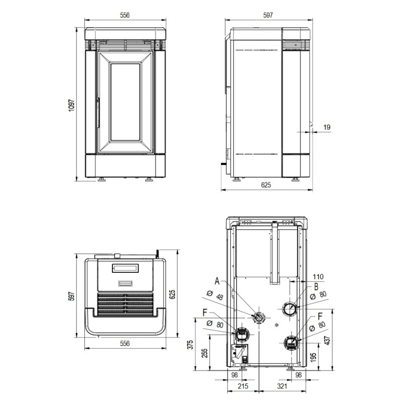 Pelletofen La Nordica Extraflame Lucia Plus (kanalisierbar) - 12 kW