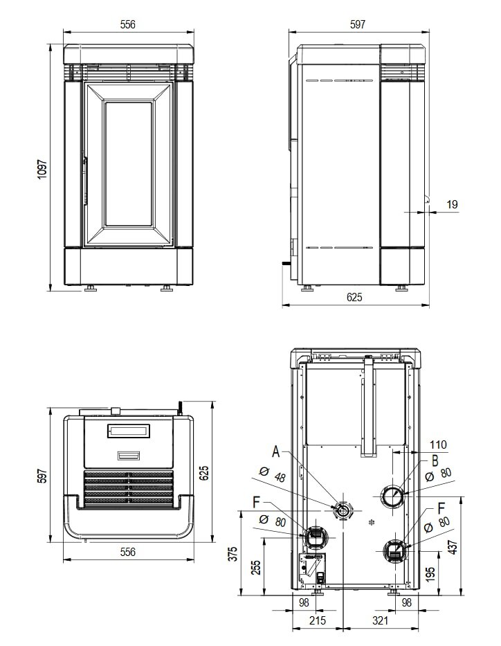 Pelletofen La Nordica Extraflame Lucia Plus (kanalisierbar) - 12 kW