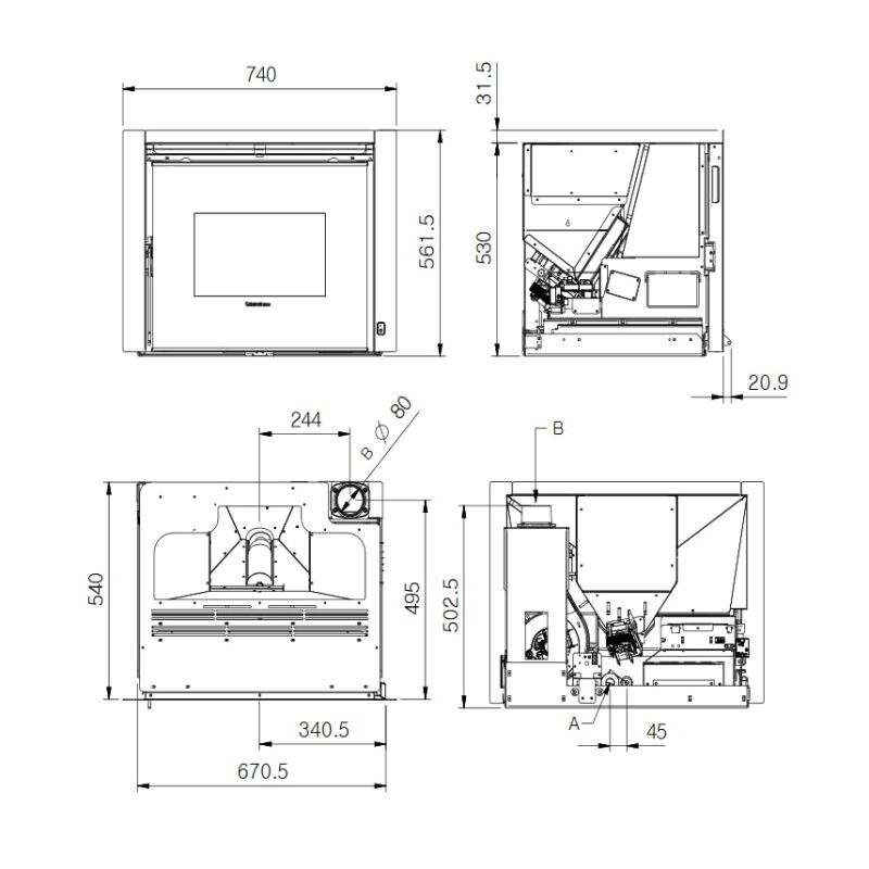 Pelleteinsatz La Nordica Extraflame Comfort P70 Air - 10 kW