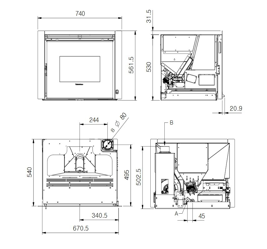 Pelleteinsatz La Nordica Extraflame Comfort P70 Air - 10 kW
