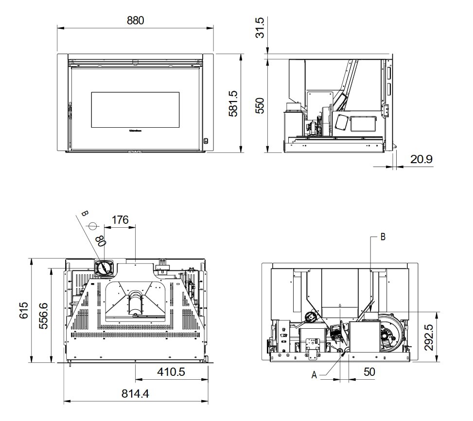 Pelleteinsatz La Nordica Extraflame Comfort P85 - 12 kW