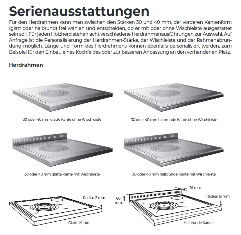 Holzherd Rizzoli - Serie RE ohne Backofen - RE 40 - 7,4 kW - Epoka