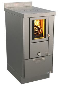 Holzherd Rizzoli - Serie RVE ohne Backofen - RVE 40 - 7,4 kW - Standard Edelstahl
