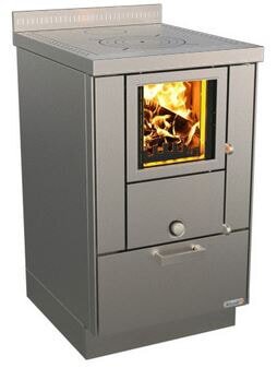 Holzherd Rizzoli - Serie RVE ohne Backofen - RVE 50 - 7,4 kW - Standard Edelstahl