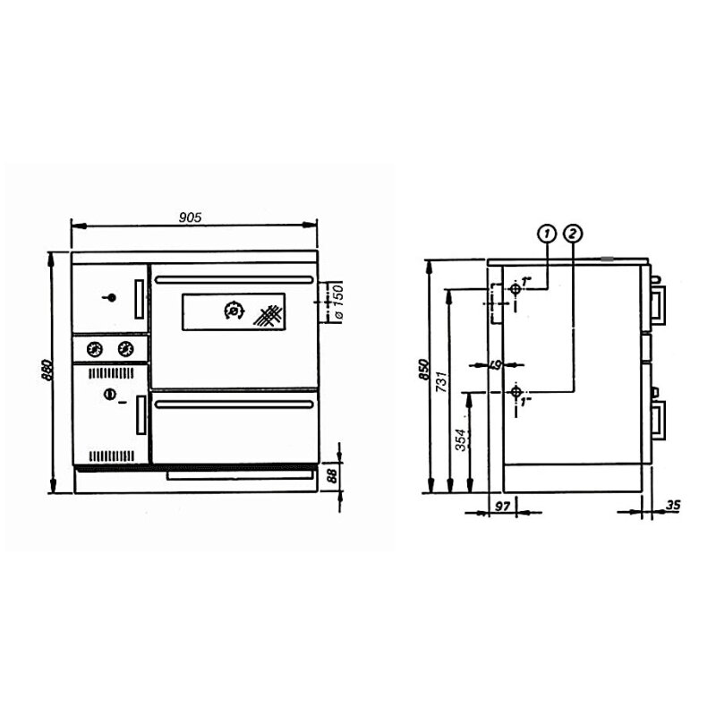 Wamsler Zentralheizungsherd wassergeführt K 148 - 23 kW