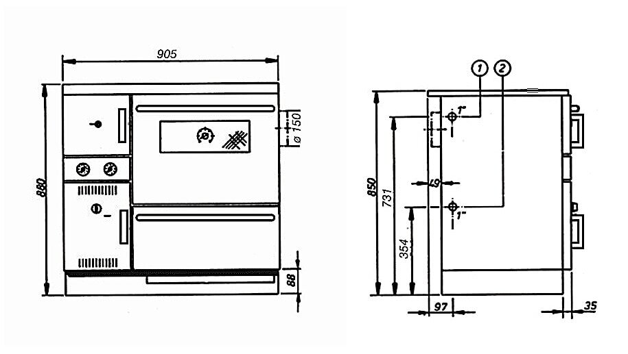 Wamsler Zentralheizungsherd wassergeführt K 148 - 23 kW