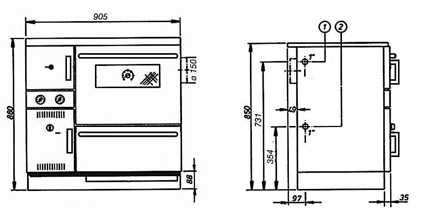 Wamsler Zentralheizungsherd wassergeführt K 148 - Anschluss links - 23 kW - Weiß, Rahmen Edelstahl