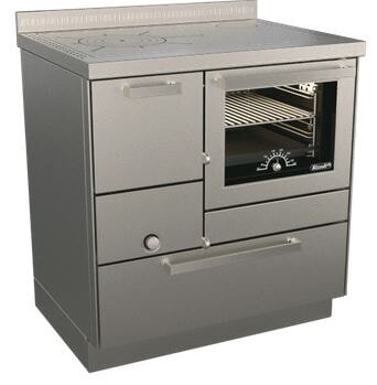 Holzherd Rizzoli - Serie RE mit Backofen - RE 80 - 8 kW - Standard Edelstahl