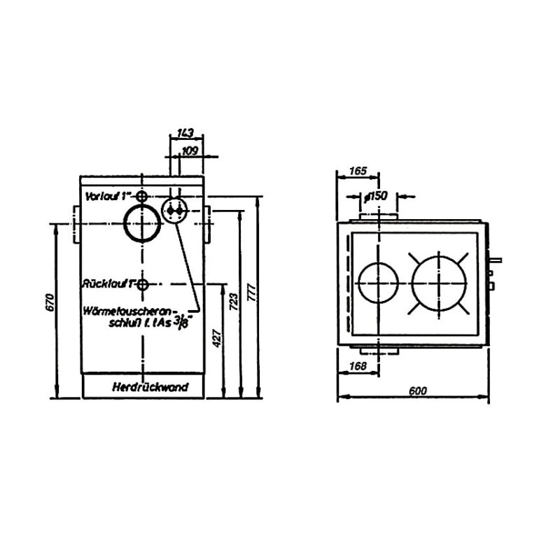 Wamsler Zentralheizungsherd wassergeführt K 158 - 22 kW