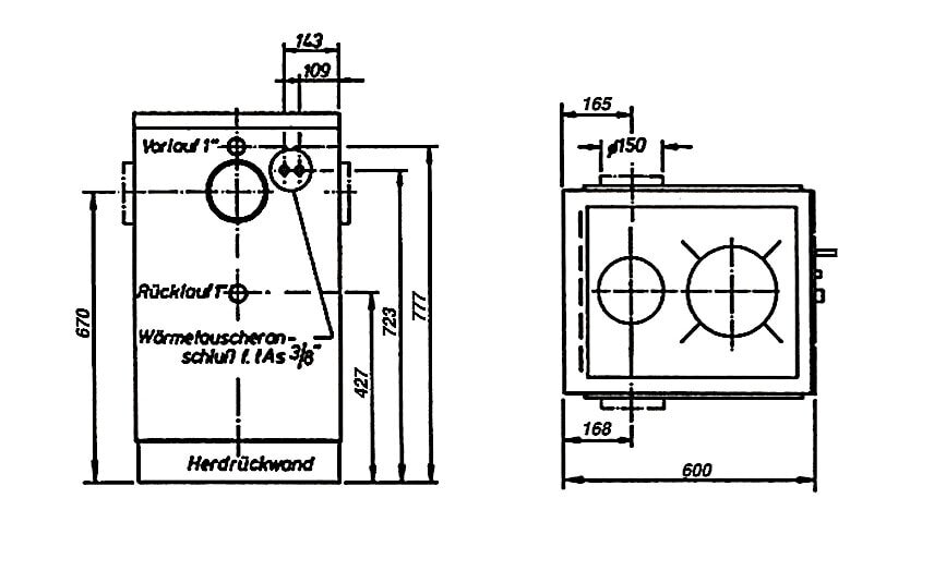 Wamsler Zentralheizungsherd wassergeführt K 158 - 22 kW