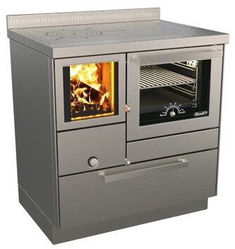 Holzherd Rizzoli - Serie RVE mit Backofen - RVE 80 -  8 kW - Standard Edelstahl