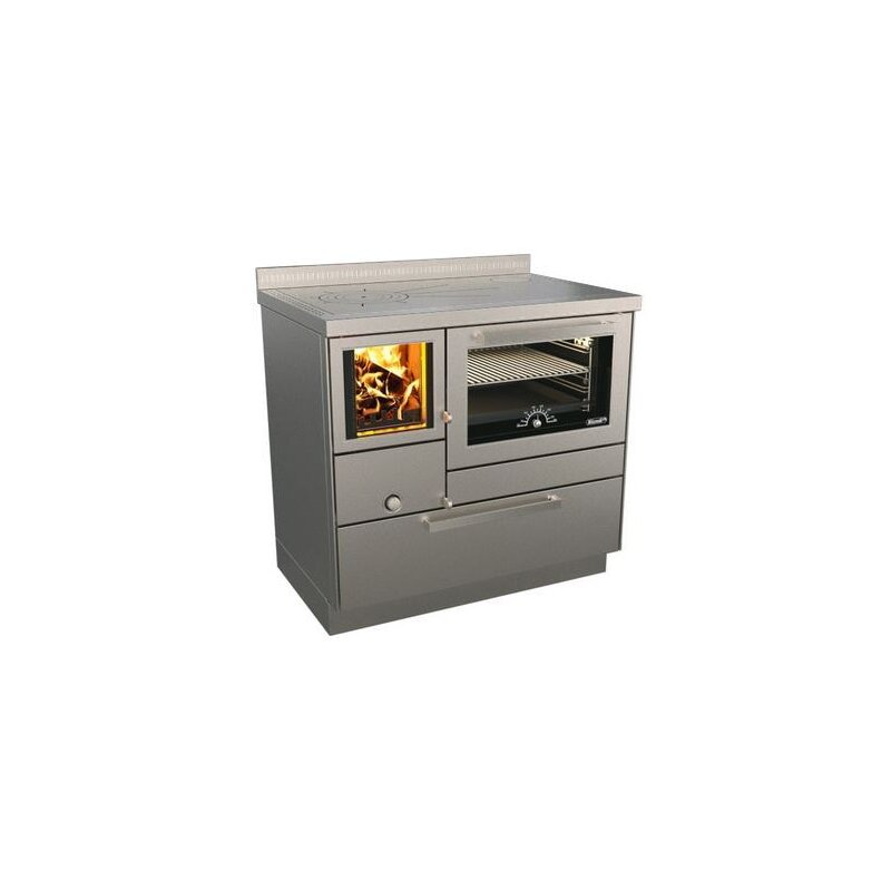 Holzherd Rizzoli - Serie RVE mit Backofen - RVE 90 - 8 kW - Standard Edelstahl