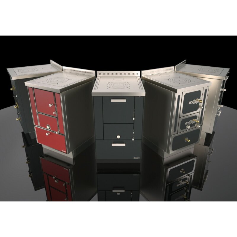 Holzherd Rizzoli - Serie RI mit Backofen - RI 100 - 8 kW - Standard Edelstahl