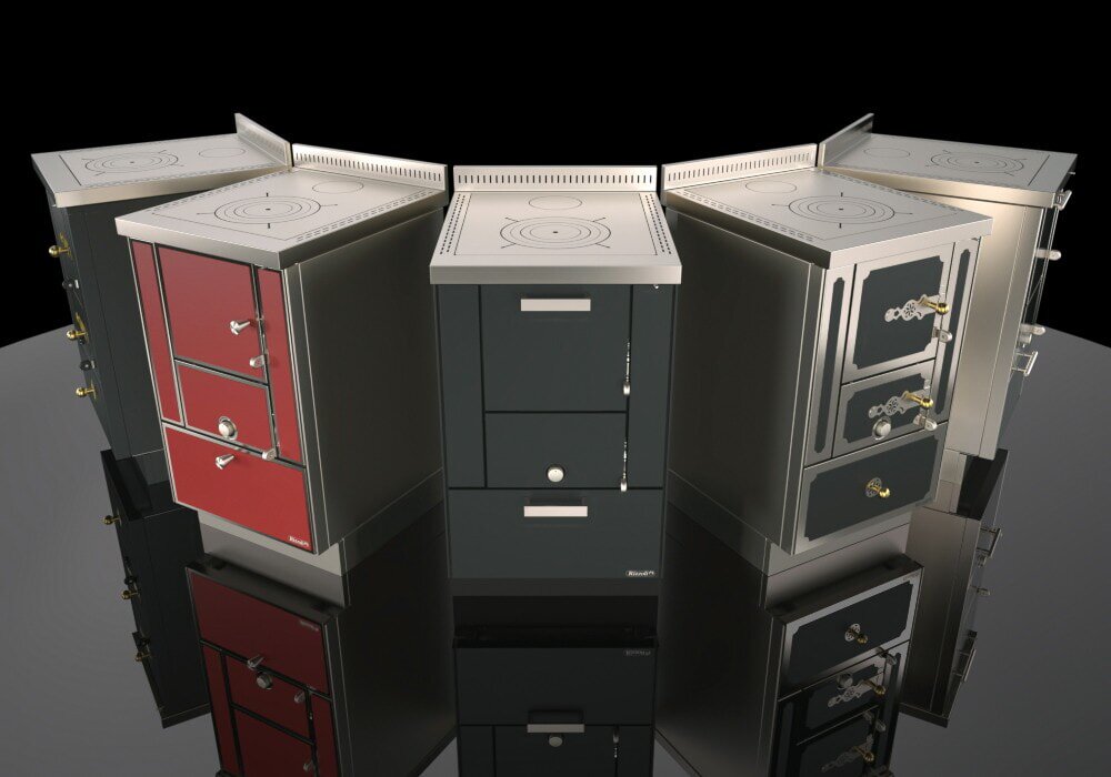 Holzherd Rizzoli - Serie RI mit Backofen - RI 100 - 8 kW - Standard Edelstahl