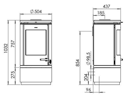 Kaminofen Gussofen Morsoe 7840 mit 275 mm glattem Sockel - 7,3 kW - mit DIBt-Prüfung