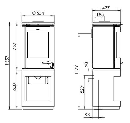 Kaminofen Gussofen Morsoe 7893 mit Holzfach - 7,3 kW - mit DIBt-Prüfung