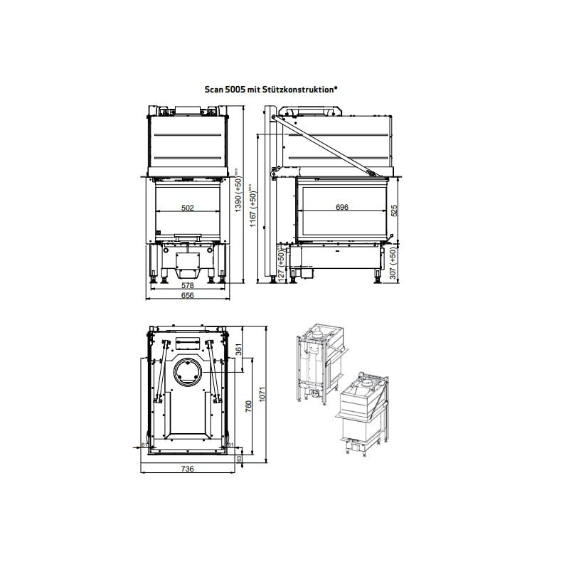 Kamineinsatz SCAN 5005 FRL - 10 kW