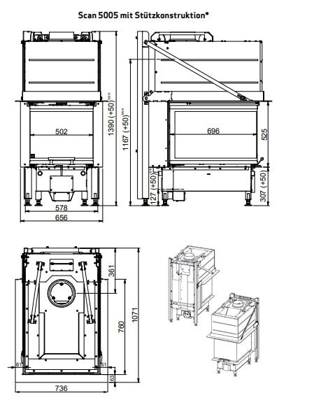 Kamineinsatz SCAN 5005 FRL - 10 kW